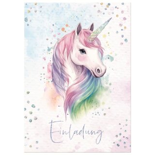 Häfft Einladungskarte "Einhorn" DIN A6 12er Set