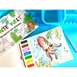 WEDO Malbuch BUNTE WELT inkl. Farben & Pinsel 3er Set