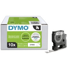 DYMO D1 Schriftbandkassette schwarz/weiß 12 mm x 7...