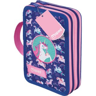 Maped Schüleretui Doppel "Einhorn" aus Polyester befüllt