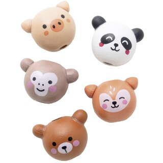 folia Holzperlen "CUTE ANIMALS" 18 mm sortiert