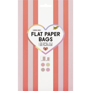 folia Flachbeutel Flat Paper Bags Stripes "NEON" 8 Stück