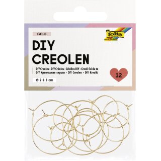 folia DIY Creolen gold Größen sortiert 12 Stück