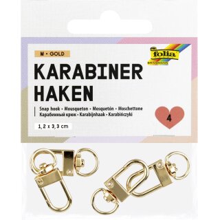 folia Karabinerhaken M 12 x 33 mm gold 4 Stück
