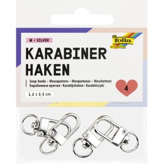 folia Karabinerhaken M 12 x 33 mm silber 4 Stück