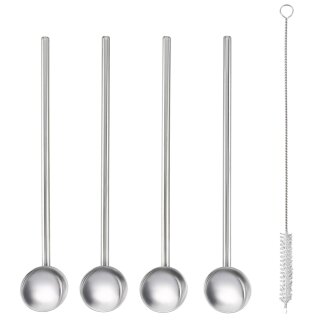 metaltex Cocktaillöffel / Trinkhalm Edelstahl 4er Set