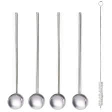 metaltex Cocktaillöffel / Trinkhalm Edelstahl 4er Set