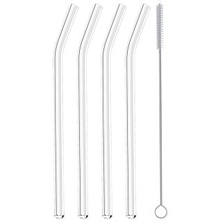 metaltex Trinkhalm aus Glas Länge: 200 mm geknickt 4er