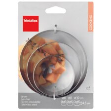 metaltex Allzweck-Kochringe rund Edelstahl 3er Set