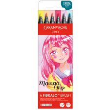 CARAN DACHE Fasermaler FIBRALO Brush PASTEL 6er Set
