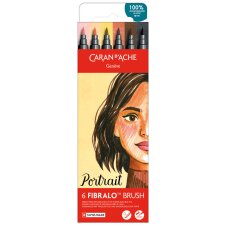 CARAN DACHE Fasermaler FIBRALO Brush PASTEL 6er Set