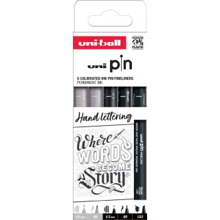 uni-ball Fineliner PIN "Hand Lettering" 5er Set