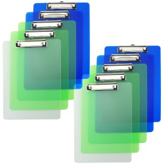 RAPESCO Klemmbrett DIN A4 transparent-farbig sortiert,10er